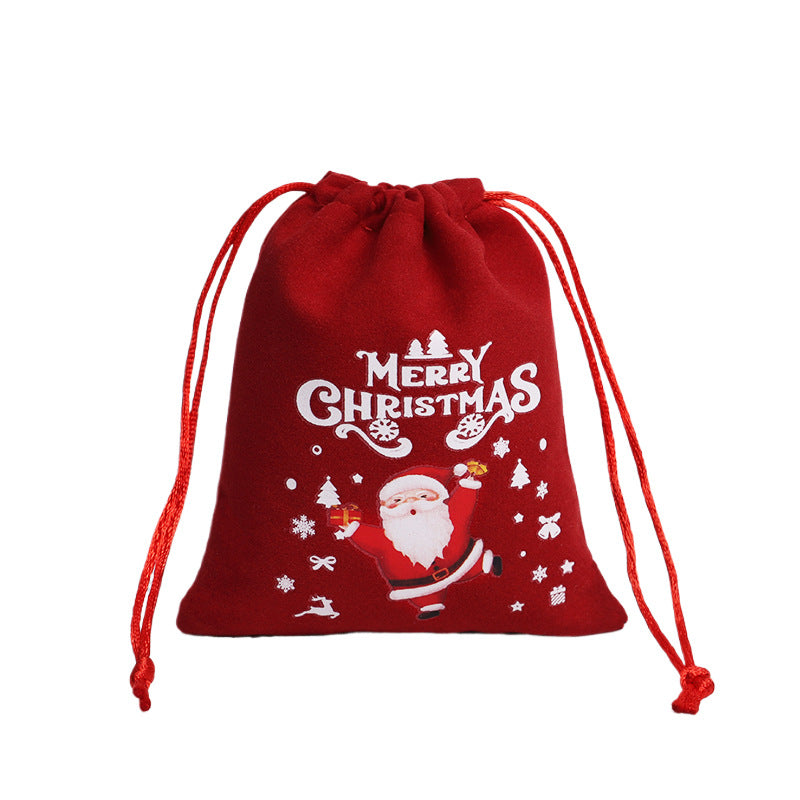 Wholesale Christmas Gift Bag Set Custom Drawstring  Velvet Bag